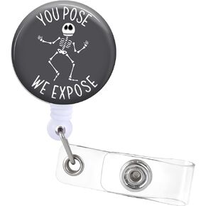 Badge Reels Holder Retractable with ID Clip for Nurse Name Tag Card X-Ray Rad Tech Radiology Funny Cute Radiologist Nursing Doctor Teacher Student Medical Work Office Alligator Clip ZJK306