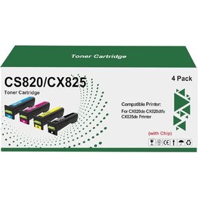 4 Pack CS820 CX820 CX825 CX86 Remanufactured Toner Cartridge for 72K10K0 72K10C0 72K10M0 72K10Y0 for CX820de CX820dtfe CX825de CX860de CX860dte Printer