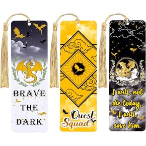 LPARKIN 3PCS Fourth Wing Merch Merch Dragon Acrylic Lundmarks for Men ، مجموعة مرجعية تنين فريدة من نوعها ، هدايا كتابية لعشاق الكتب ، علامات الصفحات للديدان الكتب