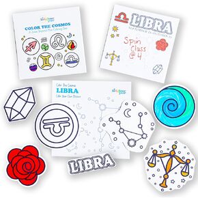 بلون أكثر إشراقًا حزمة هدايا Cosmos Libra - كتاب تلوين صغير للبالغين (3 "× 3" - 50 صفحة) ، نشرات النشر (50-3 "× 3") ، ملصقات - الإجهاد والقلق - الذهن ، الهدية ، السفر