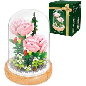 SYMIBRICK Pink Carnation Flower Bouquet Building Set, 675PCS Mini Bricks Botanical Collection Building Blocks with Display Case, Artificial Plants and Flowers for Adults, Birthday Gift for Her