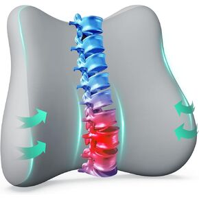 Snailax Lumbar Pudalow Plud لكرسي المكاتب ، وسادة دعم الرغوة في الظهر لتخفيف آلام الظهر ، وسادة دعم الظهر للمنزل ، والمكتب ، ومقعد السيارة ، وكرسي ألعاب ، وكرسي مكتب ، وأشرطة قابلة للتعديل ، والهدايا