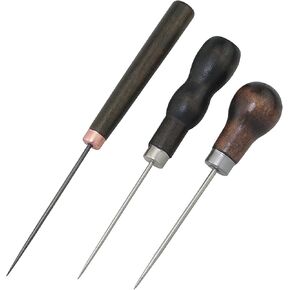 fmhxg 3pcs اليدوي المصنوع يدويًا مقبضًا عقلًا عجلًا عابرًا عازفًا على عجل Awl Awl Long Awl Scratch Awl Tool REPAR