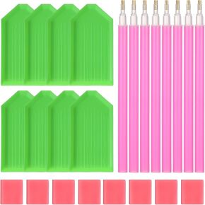 Sibba 24 Pcs Diamond Tools with Drill Pen Grip Tray 5D Diamond Accessories 5D Diamond Embroidery Pen Correction Pen Painting Kits for Art Painting DIY