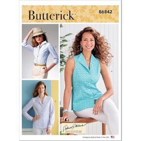 Butterick Misses' Semi-Fitted Shirt, Code B6842 Sewing Pattern Kit, Sizes 8-10-12-14-16, Multicolor
