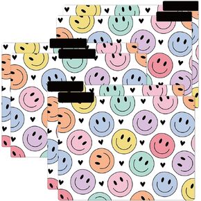 12Pcs Boho Happy Face File Folders Pastel Smile Face Heart Decorative File Pockets for Filing Cabinet Home Office Supplies, 8.5 x 11 Inch