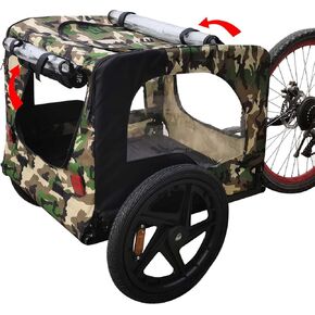 Pet Bike Trailer, Large Pet Dog Bike Trailer with 16" Wheels, Dog Cart with Internal Belts & Anti Slip Floor, Quick Set-up & Fold Down Bicycle Trailer, Bicycle Wagon Cargo Carrier