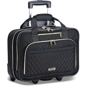 Lekebobor Rolling Laptop Bag - Laptop Briefcase on Wheels for Women Fits Up to 15.6Inch computer Bags Water Resistant for Work Travel and Business, Black