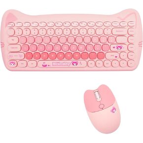 Cute Cat 2.4G USB Wireless Keyboard and Mouse Combo, Typewriter Flexible Keys, Candy Colors, Compatible with Notebook, PC (Purple -A) in Kuwait