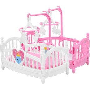 Toyandona Dollhouse Crib 2PCS Mini Doll ، أسرة دمية مصغرة مع الهاتف المحمول لأثاث المنزل المصغرة مجموعة ملحقات أثاث Dollhouse Model