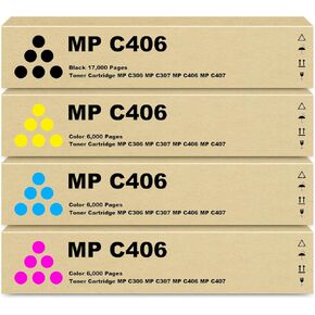 MP C406 Toner Cartridge Set High Yield 17,000 Pages Compatible MPC306 MPC406 Toner Replacement for Ricoh MP C406 MP C306 MP C307 MP C407 Printers - 842091 842092 842093 842094