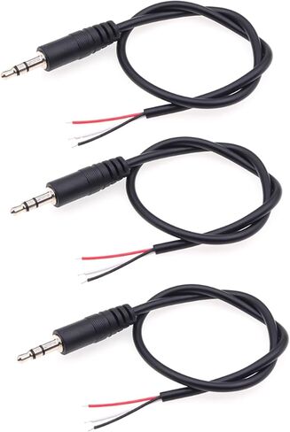 1pcs 0.3m/1ft 3.5mm إصلاح الإصلاح مقبس القابس Trs 3 قطب ستيريو أنثى ، قابس أنثى 3.5 ملم إلى سلك عاري مفتوح كابل in Kuwait