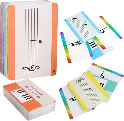 Music Flash Cards, 54 Piano Note Theory Flash Cards - Staff Notation, Pitch/Syllable Names, Keyboard Position, Flat/Sharp, Music Education Cards, Study Learning Tool for Beginners and Professionals in Saudi Arabia
