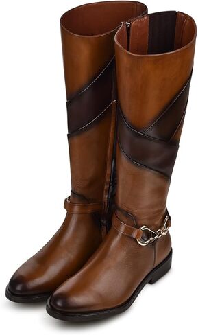 FRANCO CUADRA Women's Riding Boot in Genuine Leather Brown, 83TTSTS in Kuwait