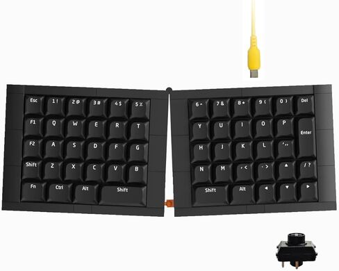 07Israfel 50% Ergo-Split Low-Profile Mechanical Keyboard, 56-Key Ortho, Lego-Compatible Case, Wired, Linear Switch, Gasket Mount, Hot-Swappable, RGB, QMK, Vial for Win/Mac, Full Kit, White in Kuwait