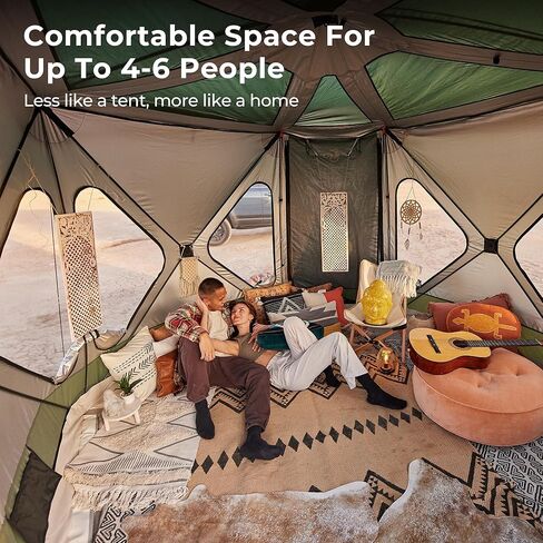 ACACIA Space Tent XL, 4 to 6 Person Spacious Large Camping Tent with 2 Doors and 8 Windows, Waterproof Windproof Portable Easy Setup Hub Tent with Footprint for Family Camping, Hiking, Purple Agate in Saudi Arabia