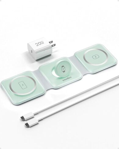 3-in-1-Wireless-Charger-for-Magsafe-for iPhone 16, Apple Watch S10, AirPods 4, Foldable-Travel-Charging-Station with Evolved Pro Magnetic Pad, Portable Essentials (White) in Kuwait