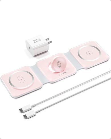 3-in-1-Wireless-Charger-for-Magsafe-for iPhone 16, Apple Watch S10, AirPods 4, Foldable-Travel-Charging-Station with Evolved Pro Magnetic Pad, Portable Essentials (White) in Kuwait