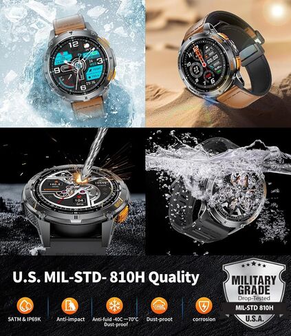 Foxbox Smart Watch للرجال الذين يعانون من GPS ، مصباح LED ، بطارية كبيرة 530 مللي أمبير في الساعة ، و 1.43 '' AMOLED Military Smartwatch إجابة/إجراء مكالمة مع شاشة نوم SPO2 SPO2 لنظام Android IOS Silver in Kuwait