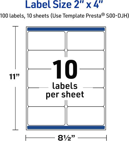 Avery Printable Rectangle Labels, Gold & Navy Border with Florals, 2" x 4", Matte White Rectangle Labels, Permanent, Laser/Inkjet, 100ct, Great for Product Labels in Saudi Arabia