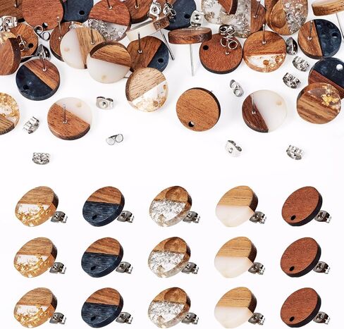 Beadthoven 8 Pairs Wood Stud Earrings Posts with Loop Sports Ball Printed Wooden Earrings Blanks Findings with Ear Nuts Basketball Football Rugby Earrings Pins for Jewelry Making DIY Crafts Supplies in Saudi Arabia