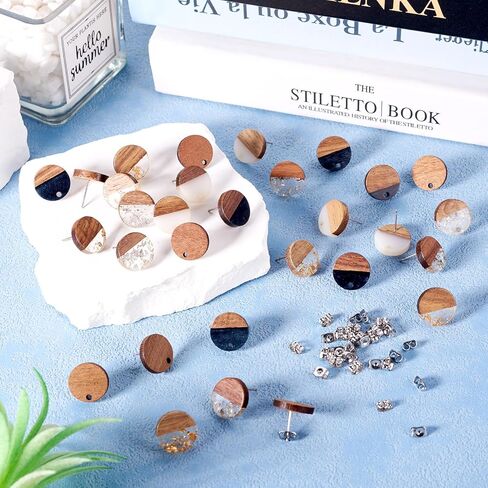 Beadthoven 8 Pairs Wood Stud Earrings Posts with Loop Sports Ball Printed Wooden Earrings Blanks Findings with Ear Nuts Basketball Football Rugby Earrings Pins for Jewelry Making DIY Crafts Supplies in Saudi Arabia