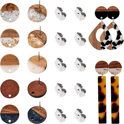 Beadthoven 8 Pairs Wood Stud Earrings Posts with Loop Sports Ball Printed Wooden Earrings Blanks Findings with Ear Nuts Basketball Football Rugby Earrings Pins for Jewelry Making DIY Crafts Supplies in Saudi Arabia