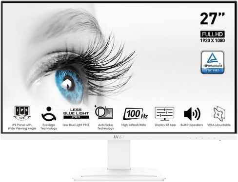 MSI PRO MP275 E2 27-inch IPS 1920 x 1080 (FHD) Gaming Office Monitor, 120Hz, Free-Synch, HDMI, DisplayPort, VGA Port, VESA Mountable, Tilt, Speaker, 4-Side Slim Bezel 1ms, Black in Saudi Arabia