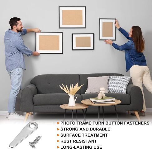 HARFINGTON 100PCS إطار الصورة الدعم مقاطع الأجهزة مع 100pcs براغي الصورة إطار تشغيل زر الدوران مقاطع الدعم لالتقاط الصور المعلقة ، أسود in Saudi Arabia