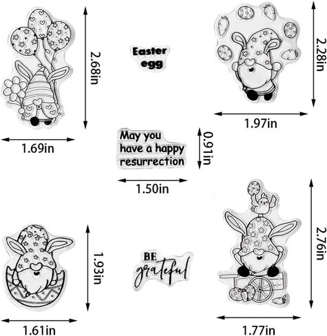 Easter Cartoon Dwarf Clear Stamps for Card Making, Easter Eggs Words Balloons Clear Stamps Easter Gnomes Flowers Transparent Rubber Seal Stamps for DIY Photo Scrapbooking Card Album Crafting Supplies in Saudi Arabia