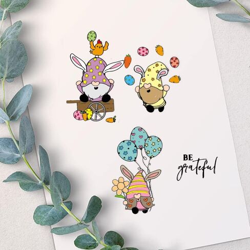 Easter Cartoon Dwarf Clear Stamps for Card Making, Easter Eggs Words Balloons Clear Stamps Easter Gnomes Flowers Transparent Rubber Seal Stamps for DIY Photo Scrapbooking Card Album Crafting Supplies in Saudi Arabia