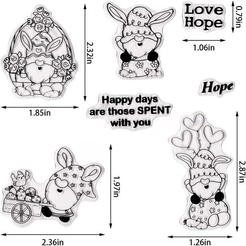 Easter Cartoon Dwarf Clear Stamps for Card Making, Easter Eggs Words Balloons Clear Stamps Easter Gnomes Flowers Transparent Rubber Seal Stamps for DIY Photo Scrapbooking Card Album Crafting Supplies in Saudi Arabia