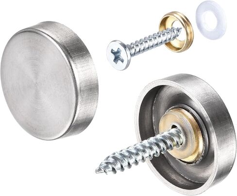 METALLIXITY Mirror Screws (19mm/0.75") 10Pcs, Decorative Cover Cap Nails Brushed - for Sign Advertising Hardware, Construction, Silver Tone in Saudi Arabia