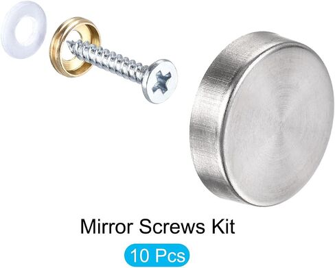 METALLIXITY Mirror Screws (19mm/0.75") 10Pcs, Decorative Cover Cap Nails Brushed - for Sign Advertising Hardware, Construction, Silver Tone in Saudi Arabia