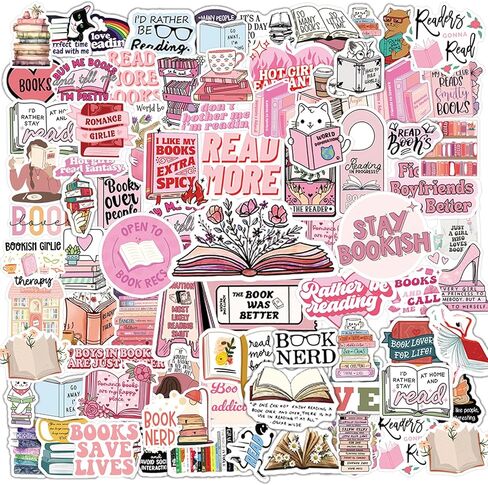 Book Stickers for Kindle, 100PCS Bookish Reading Stickers for Laptop, Booktok Stickers Book Lover Clear Case Stickers Gifts Accessories for Teens Adults in Kuwait
