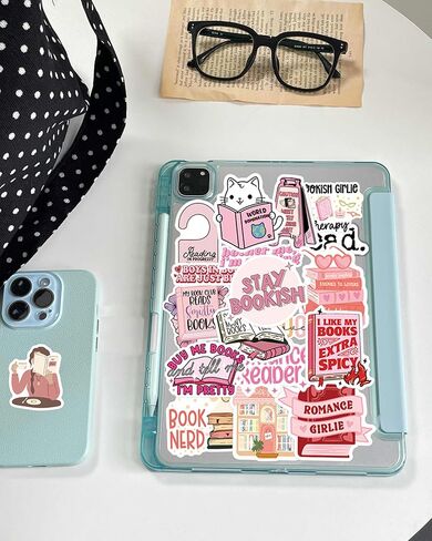 Book Stickers for Kindle, 100PCS Bookish Reading Stickers for Laptop, Booktok Stickers Book Lover Clear Case Stickers Gifts Accessories for Teens Adults in Kuwait