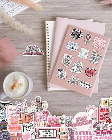 Book Stickers for Kindle, 100PCS Bookish Reading Stickers for Laptop, Booktok Stickers Book Lover Clear Case Stickers Gifts Accessories for Teens Adults in Kuwait