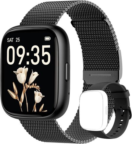 ساعة ذكية للنساء ، لا يوجد هاتف لا يلزم تطبيقه ، 1.83 بوصة متتبع اللياقة مع معدل ضربات القلب/خطوة التعقب/عداد الخطى/النوم ، مكالمات الساعات الذكية المعدنية المقاومة للماء IP68 متوافقة مع iOS Android in Kuwait