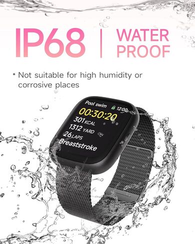 ساعة ذكية للنساء ، لا يوجد هاتف لا يلزم تطبيقه ، 1.83 بوصة متتبع اللياقة مع معدل ضربات القلب/خطوة التعقب/عداد الخطى/النوم ، مكالمات الساعات الذكية المعدنية المقاومة للماء IP68 متوافقة مع iOS Android in Kuwait