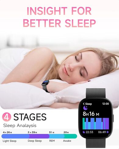 ساعة ذكية للنساء ، لا يوجد هاتف لا يلزم تطبيقه ، 1.83 بوصة متتبع اللياقة مع معدل ضربات القلب/خطوة التعقب/عداد الخطى/النوم ، مكالمات الساعات الذكية المعدنية المقاومة للماء IP68 متوافقة مع iOS Android in Kuwait