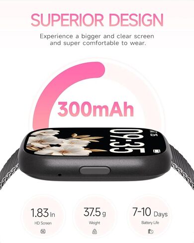 ساعة ذكية للنساء ، لا يوجد هاتف لا يلزم تطبيقه ، 1.83 بوصة متتبع اللياقة مع معدل ضربات القلب/خطوة التعقب/عداد الخطى/النوم ، مكالمات الساعات الذكية المعدنية المقاومة للماء IP68 متوافقة مع iOS Android in Kuwait