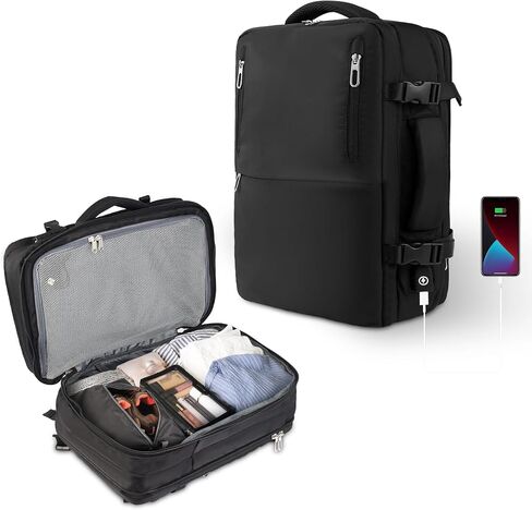 Travel Laptop Backpack with USB Charging Port Business Anti Theft Water Resistant Flight Approved Expandable Backpack (black) in Saudi Arabia