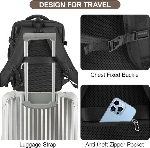 Travel Laptop Backpack with USB Charging Port Business Anti Theft Water Resistant Flight Approved Expandable Backpack (black) in Saudi Arabia