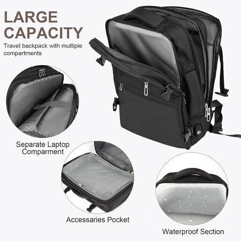 Travel Laptop Backpack with USB Charging Port Business Anti Theft Water Resistant Flight Approved Expandable Backpack (black) in Saudi Arabia