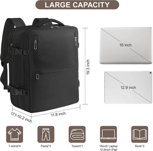 Travel Laptop Backpack with USB Charging Port Business Anti Theft Water Resistant Flight Approved Expandable Backpack (black) in Saudi Arabia
