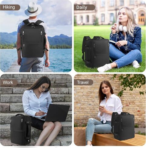 Travel Laptop Backpack with USB Charging Port Business Anti Theft Water Resistant Flight Approved Expandable Backpack (black) in Saudi Arabia