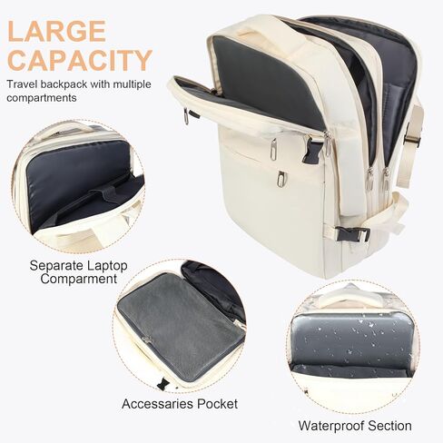 Travel Laptop Backpack with USB Charging Port Business Anti Theft Water Resistant Flight Approved Expandable Backpack (black) in Kuwait