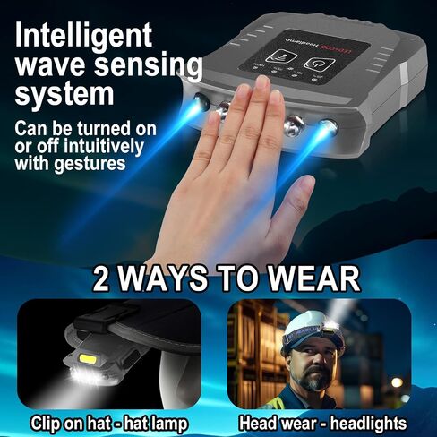 VIHOSE 2 Pcs LED Cap Lights Clip on Hat USB Rechargeable Cap Flashlight Waterproof Ultra Bright Hats Headlamp with Charging Cables for Christmas Fishing Camping Running Hand Work(Black) in Saudi Arabia
