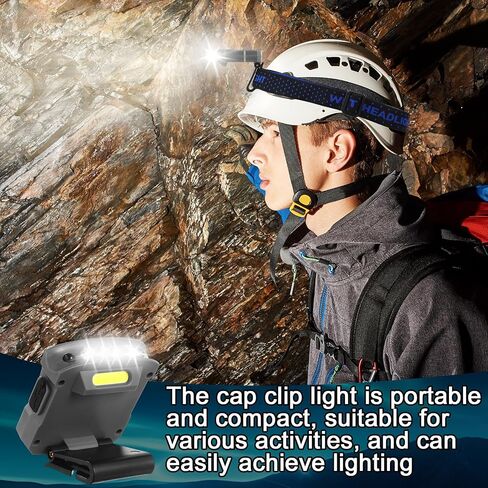 VIHOSE 2 Pcs LED Cap Lights Clip on Hat USB Rechargeable Cap Flashlight Waterproof Ultra Bright Hats Headlamp with Charging Cables for Christmas Fishing Camping Running Hand Work(Black) in Saudi Arabia