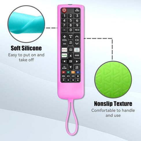 علبة حماية من السيليكون لـ Roku Remote ، حزمة من 3 غلاف البطارية العالمي تغطية الأكمام الجلدية المتوافقة مع عناصر التحكم عن بُعد TV Smart TV Smart Roku (Blue+Pink+Green) in Saudi Arabia